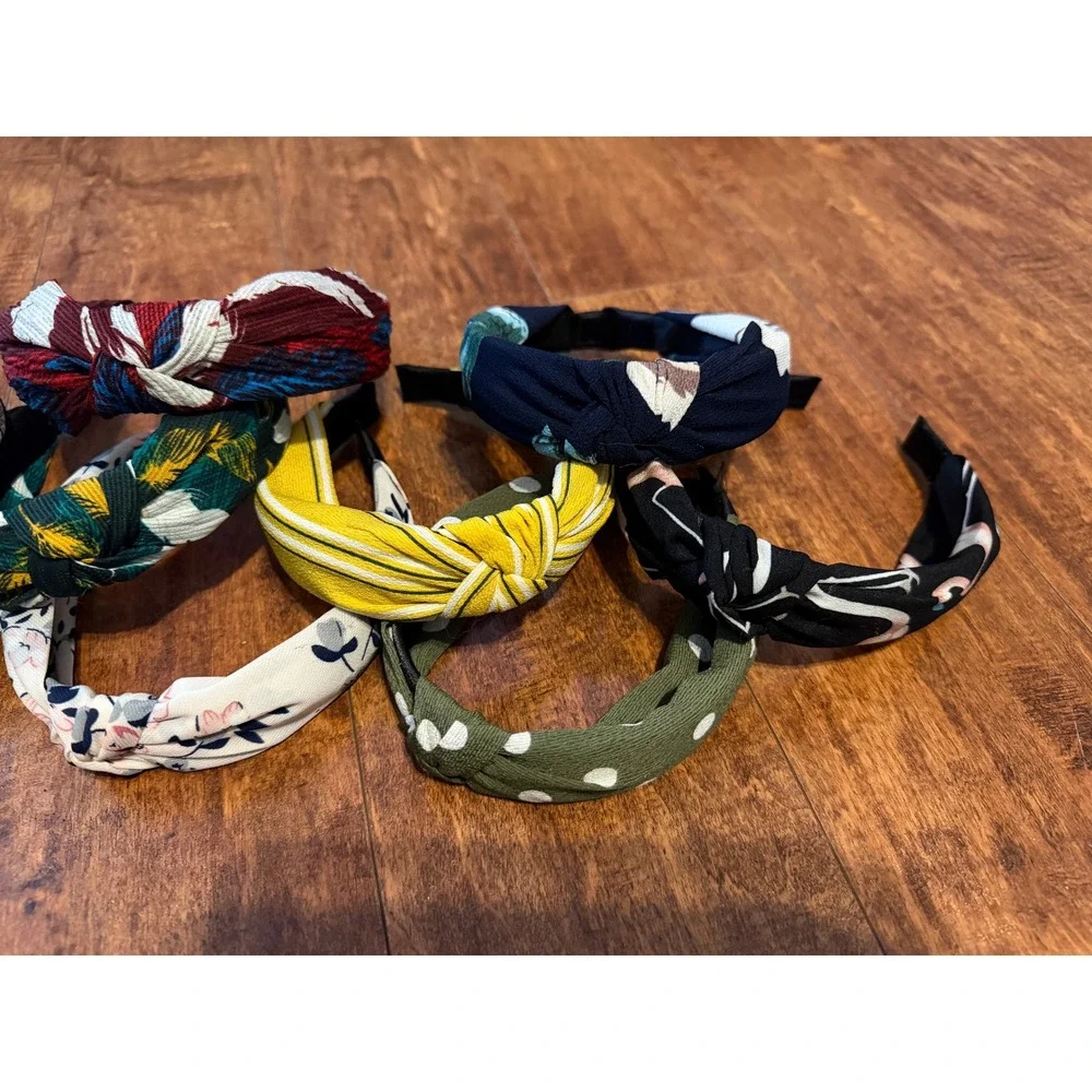 Lot of 12 Womens Knotted Headbands Floral Tropical Polka Dot Striped Boho Style